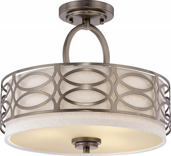 Harlow - 3 Light Semi Flush with Khaki Fabric Shade - Hazel Bronze Finish (81|60/4729)