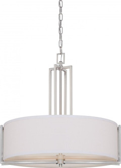 Gemini - 4 Light Pendant with Slate Gray Fabric Shade - Brushed Nickel Finish (81|60/4756)