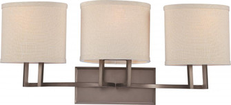 Gemini - 3 Light Vanity with Khaki Fabric Shades - Hazel Bronze Finish (81|60/4853)