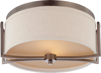 Gemini - 2 Light Flush Dome with Khaki Fabric Shade - Hazel Bronze Finish (81|60/4861)