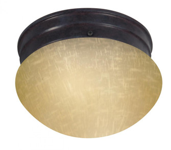 1 Light - 8'' Flush with Champagne Linen Glass - Mahogany Bronze Finish (81|60/2642)