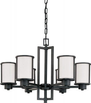 Odeon - 6 Light (convertible upwithdown) Chandelier with Satin White Glass - Aged Bronze Finish (81|60/2975)