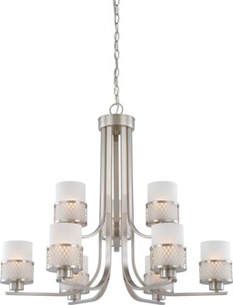 Fusion - 9 Light Chandelier with Frosted Glass - Brushed Nickel Finish (81|60/4689)