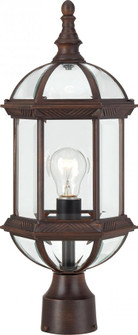Boxwood; 1 Light; 19 in.; Outdoor Post with Clear Beveled Glass; Rustic Bronze Finish (81|60/4975)