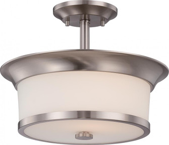 Mobili - 2 Light Semi Flush with Satin White Glass - Brushed Nickel Finish (81|60/5450)