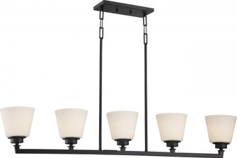 Mobili - 5 Light Island Pendant with Satin White Glass - Aged Bronze Finish (81|60/5555)