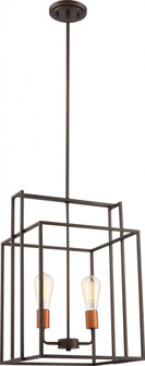 Lake - 2 Light 14'' Square Pendant - Forest Bronze Finish with Copper Accents (81|60/5852)