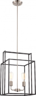 Lake - 2 Light 14'' Square Pendant - Iron Black Finish with Brushed Nickel Accents (81|60/5857)