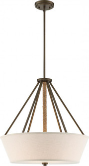 Seneca - 4 Light 22'' Pendant with Beige Linen Fabric Shade - Aged Bronze Finish with Rope (81|60/5896)
