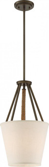 Seneca - 3 Light 12'' Pendant with Beige Linen Fabric Shade - Aged Bronze Finish with Rope (81|60/5897)