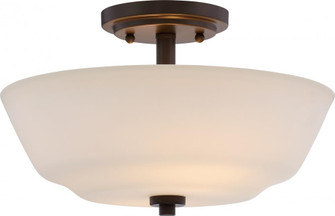 Willow - 2 Light Semi Flush with White Glass - Aged Bronze Finish (81|60/5906)