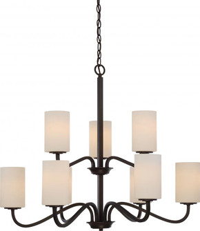 Willow - 9 Light 2-Tier Hangng with White Glass - Aged Bronze Finish (81|60/5909)