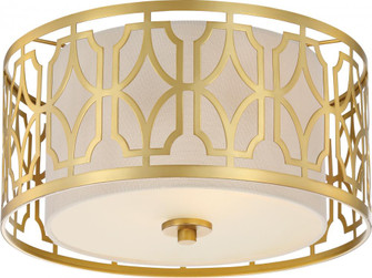 Filigree - 2 Light Flushwith Beige Linen Shade - Natural Brass Finish (81|60/5931)