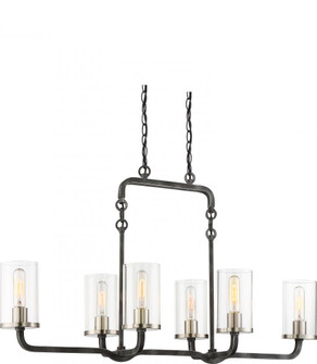 Sherwood - 6 Light Island Pendant with Clear Glass -Iron Black Finish with Brushed Nickel Accents (81|60/6124)