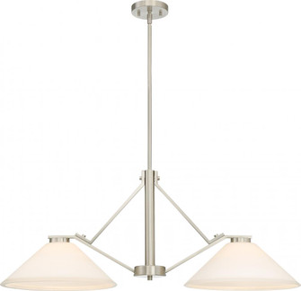 Nome - 2 Light Island Pendant with Satin White Glass - Brushed Nickel Finish (81|60/6248)