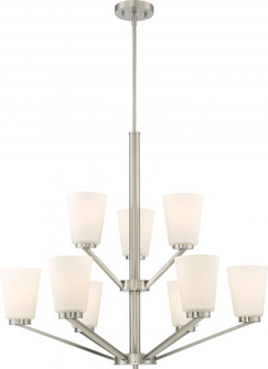 Nome - 9 Light Chandelier with Satin White Glass - Brushed Nickel Finish (81|60/6249)