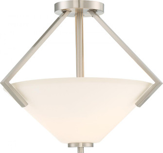 Nome - 2 Light Semi Flush with Satin White Glass - Brushed Nickel Finish (81|60/6251)