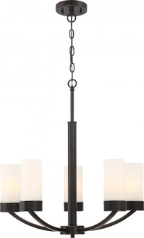 Denver - 5 Light Chandelier with Satin White Glass - Mahogany Bronze Finish (81|60/6325)