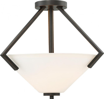 Nome - 2 Light Semi Flush with Satin White Glass - Mahogany Bronze Finish (81|60/6351)