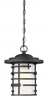 Lansing - 1 Light 14'' Hanging Lantern with Etched Glass - Textured Black Finish (81|60/6405)