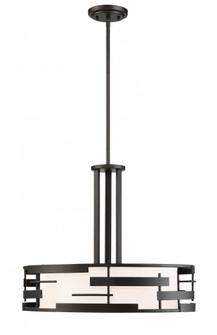 Lansing - 3 Light Pendant with White Fabric Shade & Opal Diffuser - Midnight Bronze Finish (81|60/6435)