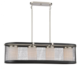 Pratt - 4 Light Island Pendant with White Glass - Black Finish with Brushed Nickel Accents (81|60/6455)