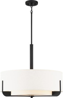 Frankie - 4 Light 24'' Pendant with Cream Fabric Shade & Frosted Diffuser - Aged Bronze Finish (81|60/6544)