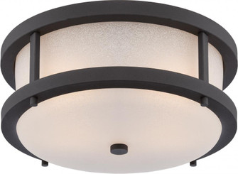 Willis; LED Outdoor Flush Fixture with Antique White Glass; Textured Black Finish (81|62/653)