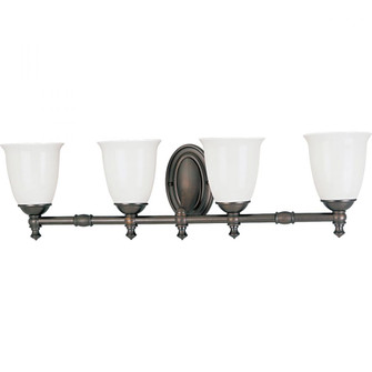 Victorian Collection Four-Light Venetian Bronze White Opal Glass Farmhouse Bath Vanity Light (149|P3041-74)