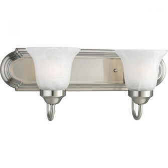 Two-Light Brushed Nickel Alabaster Glass Traditional Bath Vanity Light (149|P3052-09)