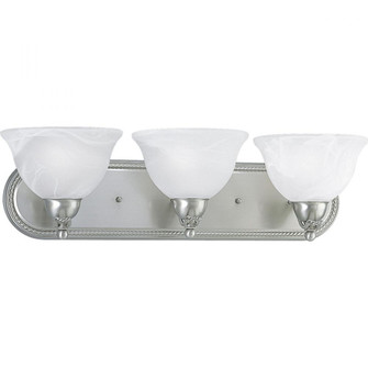 Avalon Collection Three-Light Brushed Nickel Alabaster Glass Traditional Bath Vanity Light (149|P3268-09)