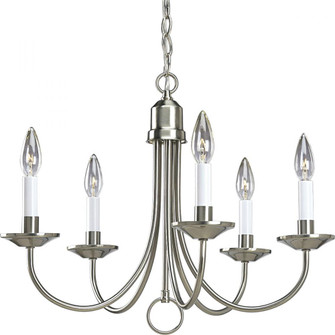 Five-Light Brushed Nickel White Candles Traditional Chandelier Light (149|P4008-09)