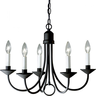 Five-Light Textured Black White Candles Traditional Chandelier Light (149|P4008-31)