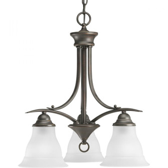 Trinity Collection Three-Light Antique Bronze Etched Glass Traditional Chandelier Light (149|P4324-20)