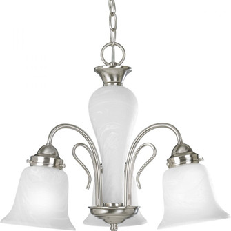Bedford Collection Three-Light Brushed Nickel Etched Alabaster Glass Traditional Chandelier Light (149|P4390-09)