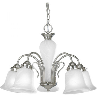 Bedford Collection Five-Light Brushed Nickel Etched Alabaster Glass Traditional Chandelier Light (149|P4391-09)