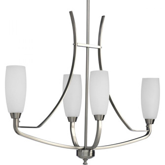 Wisten Collection Four-Light Brushed Nickel Etched Glass Modern Chandelier Light (149|P4435-09)