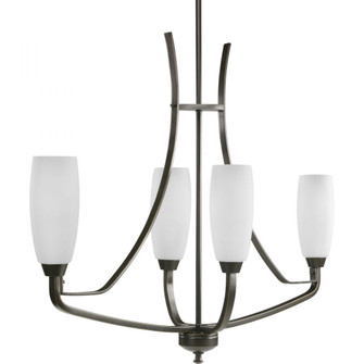 Wisten Collection Four-Light Antique Bronze Etched Glass Modern Chandelier Light (149|P4435-20)