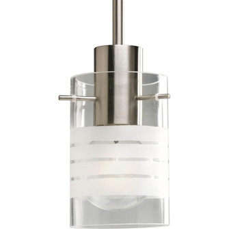 Modern Pendant One-Light Brushed Nickel Clear And Etched Glass Mini-Pendant Light (149|P5158-09)