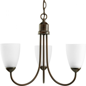 Gather Collection Three-Light Antique Bronze Etched Glass Traditional Chandelier Light (149|P4440-20)