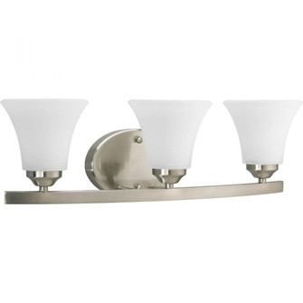Adorn Collection Three-Light Brushed Nickel Etched Glass Traditional Bath Vanity Light (149|P2010-09)