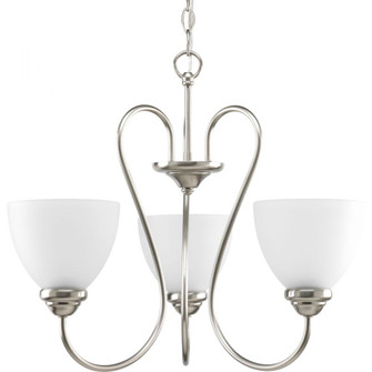 Heart Collection Three-Light Brushed Nickel Etched Glass Farmhouse Chandelier Light (149|P4664-09)