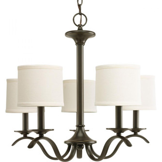 Inspire Collection Five-Light Antique Bronze Off-White Linen Shade Traditional Chandelier Light (149|P4635-20)