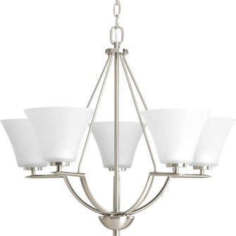Bravo Collection Five-Light Brushed Nickel Etched Glass Modern Chandelier Light (149|P4623-09)
