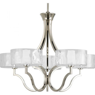 Caress Collection Five-Light Polished Nickel Clear Water Glass Luxe Chandelier Light (149|P4645-104WB)