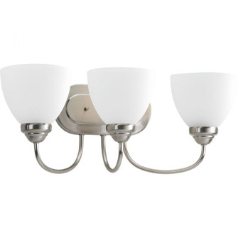 Heart Collection Three-Light Brushed Nickel Etched Glass Farmhouse Bath Vanity Light (149|P2919-09)
