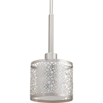 Mingle Collection One-Light Brushed Nickel Etched Parchment Glass Global Mini-Pendant Light (149|P5038-09)