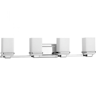 Metric Collection Four-Light Polished Chrome Etched White Glass Glass Coastal Bath Vanity Light (149|P2196-15)