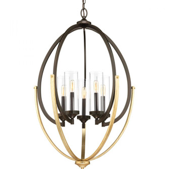 Evoke Collection Five-Light Antique Bronze Clear Glass Luxe Chandelier Light (149|P400025-020)