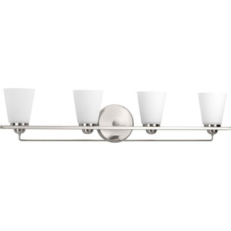 Flight Collection Four-Light Brushed Nickel Etched Glass Coastal Bath Vanity Light (149|P300003-009)